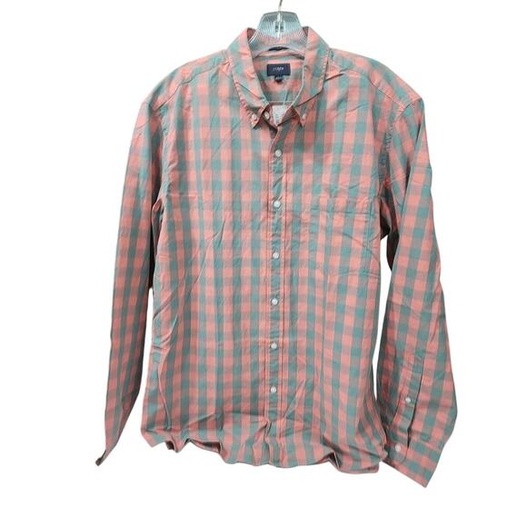 J Crew Shirt Mens Medium Slim Fit Pink Mango Orange Long Sleeve Button Large - Picture 6 of 10
